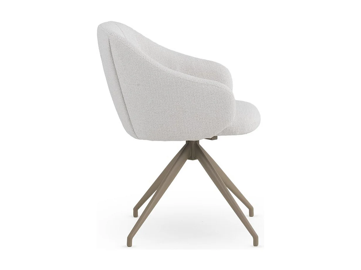 Set di 4 poltrone girevoli rivestite in ciniglia color crema