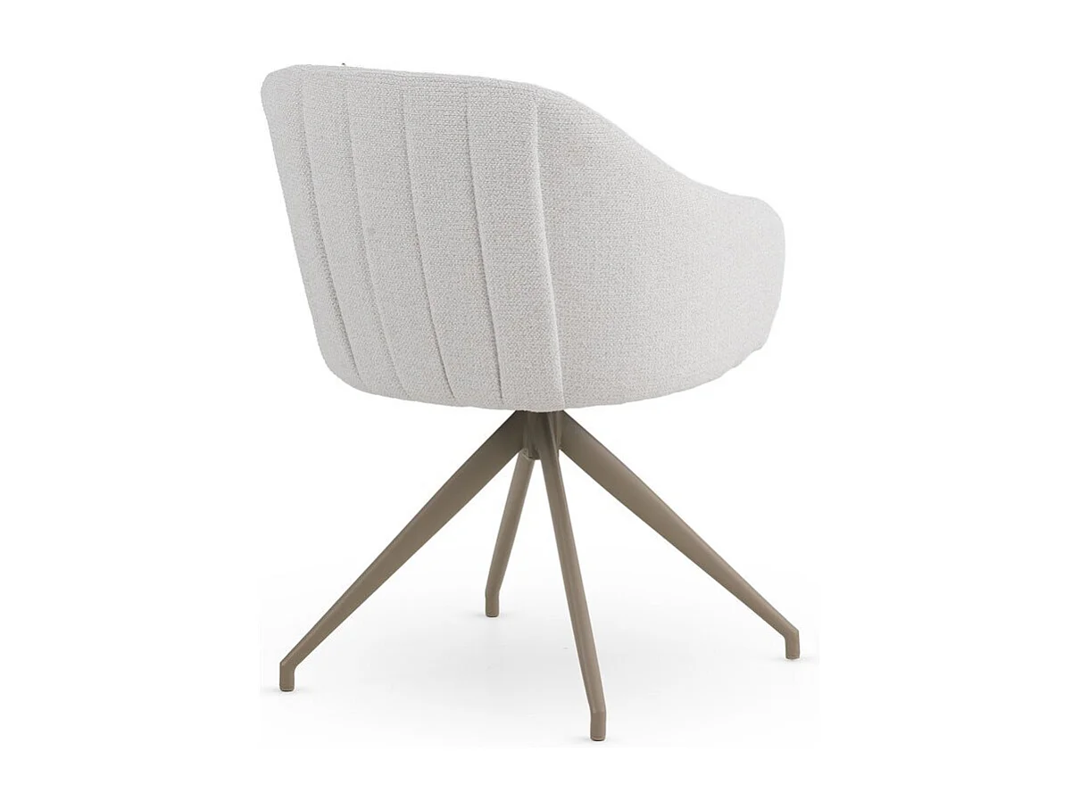 Set di 4 poltrone girevoli rivestite in ciniglia color crema