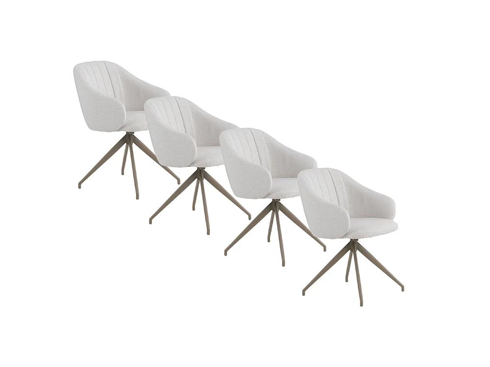 Set van 4 draaifauteuils bekleed met crèmekleurige chenille