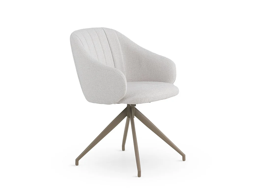 Set van 4 draaifauteuils bekleed met crèmekleurige chenille