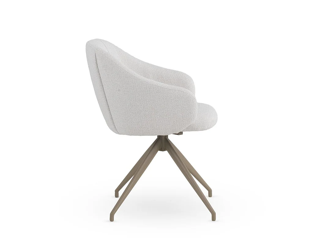 Set van 4 draaifauteuils bekleed met crèmekleurige chenille