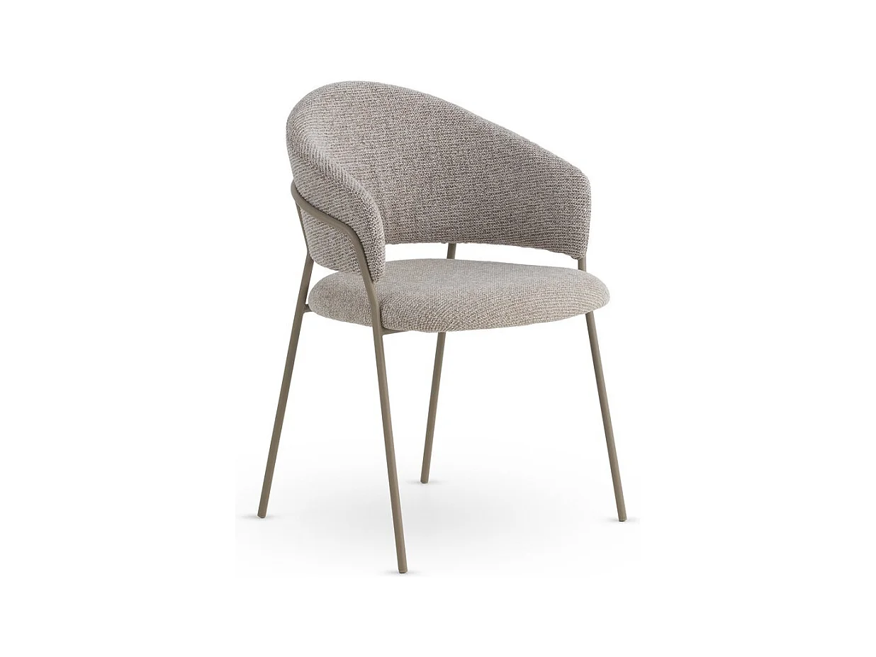 4er-Set Sessel mit braunem Chenille-Bezug