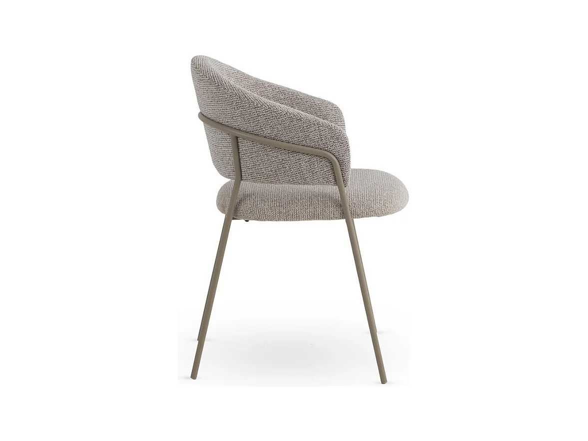 4er-Set Sessel mit braunem Chenille-Bezug