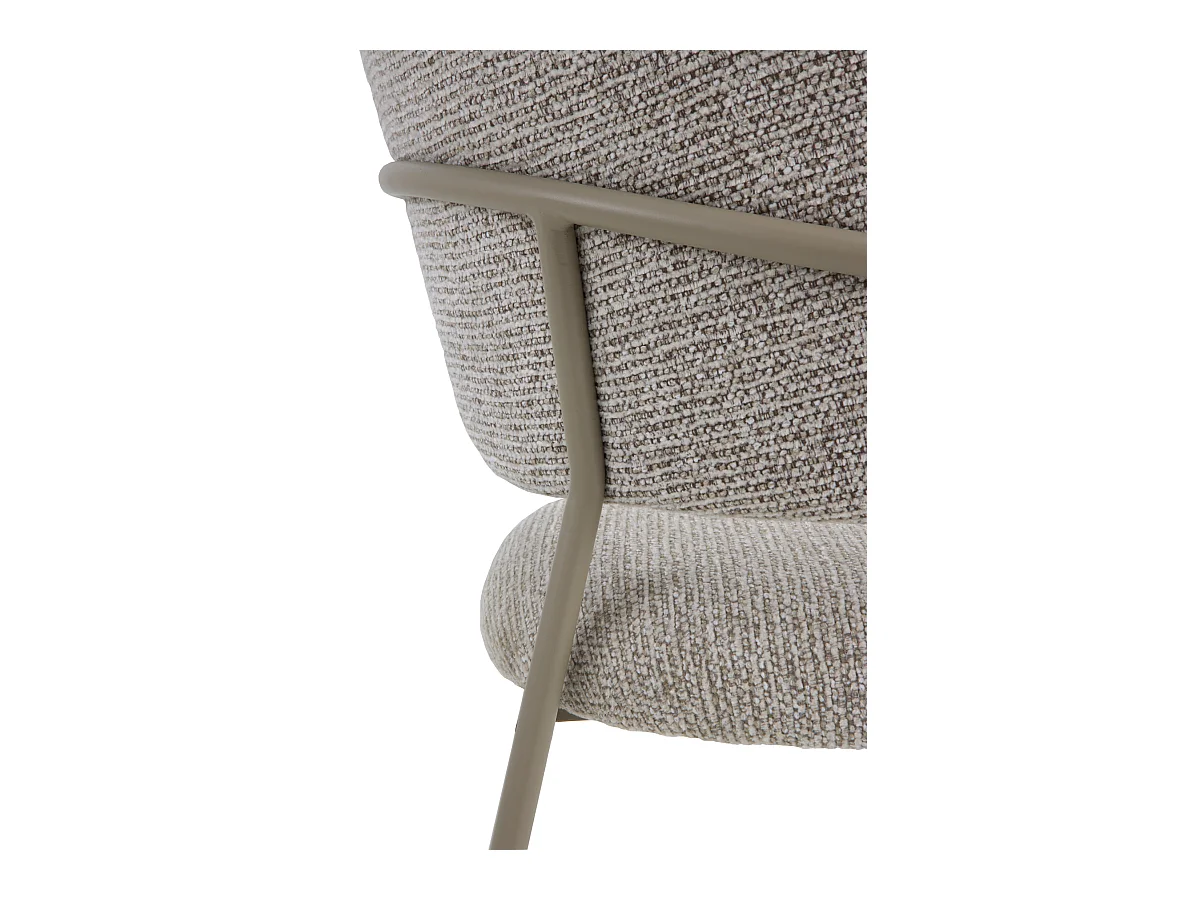 4er-Set Sessel mit braunem Chenille-Bezug