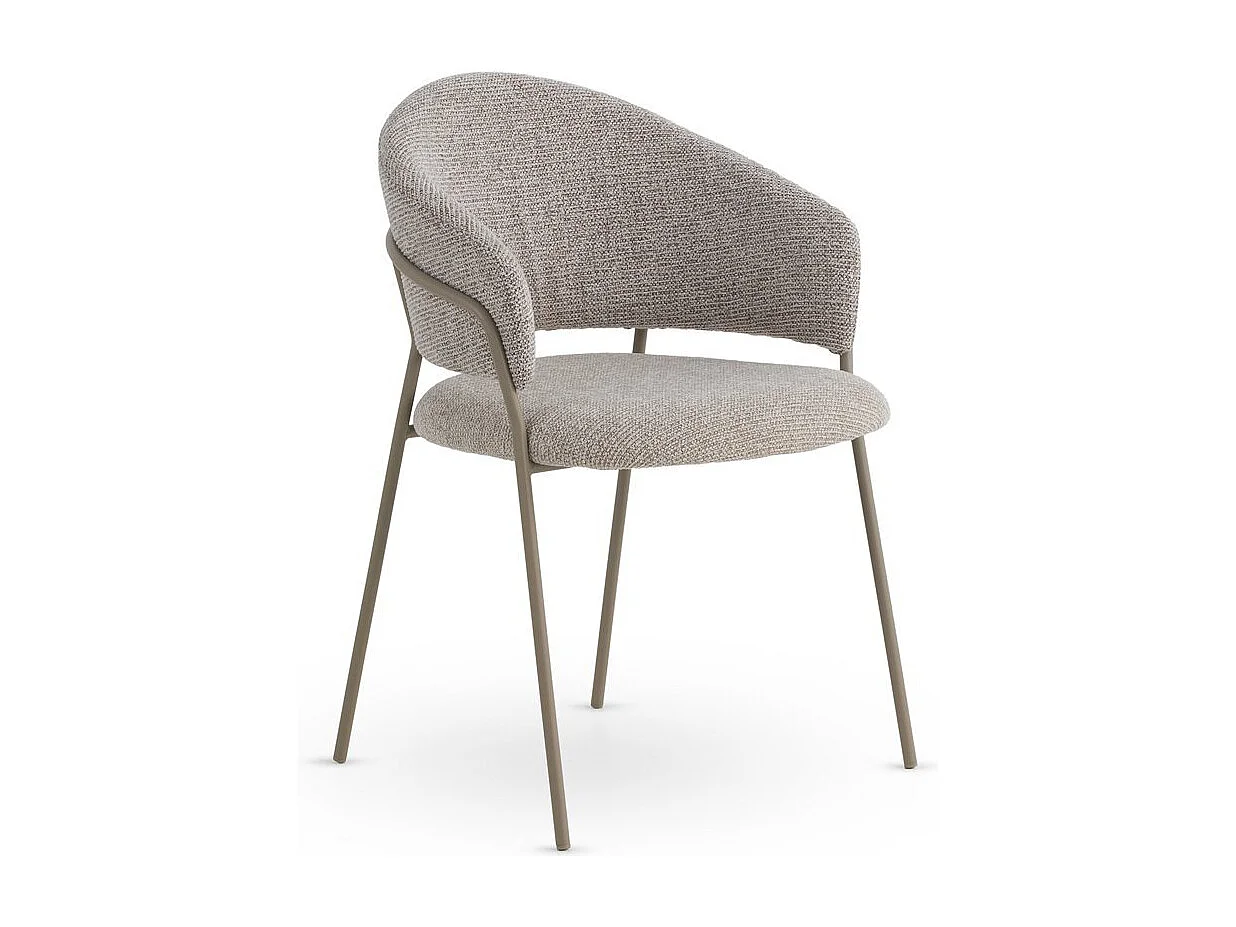 Pack de 4 sillones tapizados en chenilla color crema