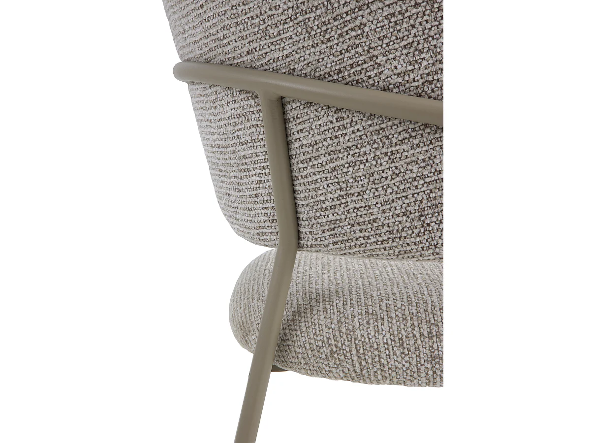 Pack de 4 sillones tapizados en chenilla color crema