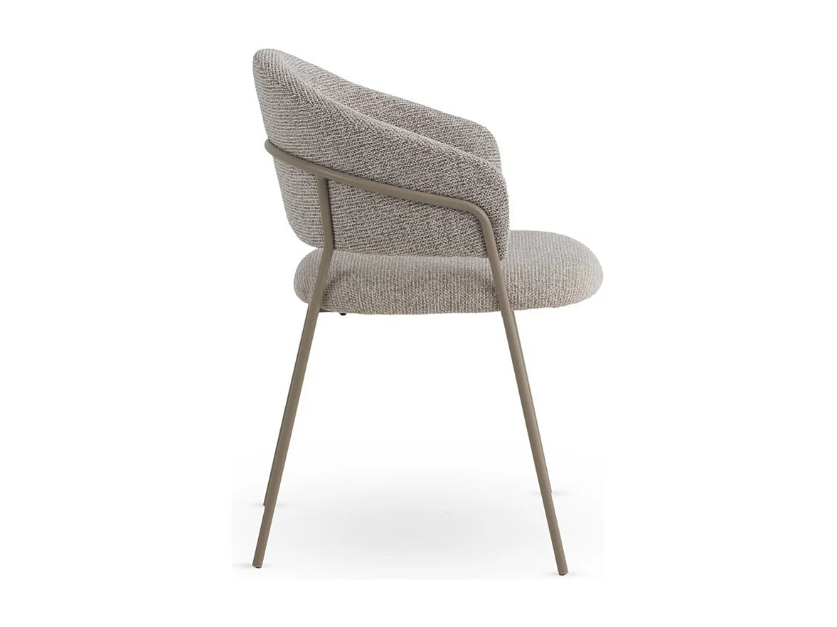 4er-Set Sessel mit braunem Chenille-Bezug