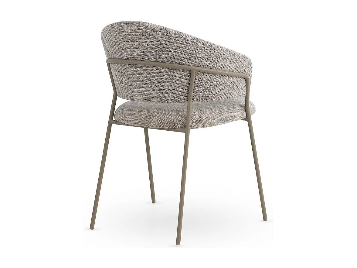 4er-Set Sessel mit braunem Chenille-Bezug