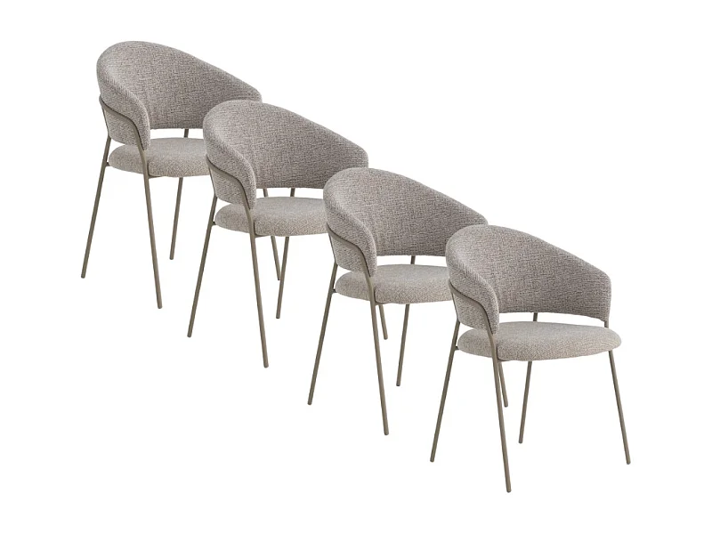 Pacote de 4 cadeiras estofadas em chenille creme