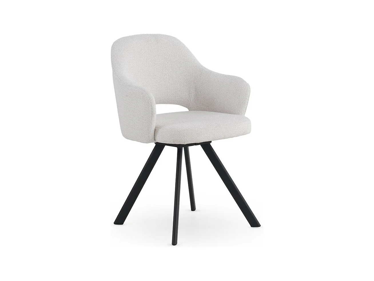 Set di 4 poltrone rivestite in ciniglia color crema