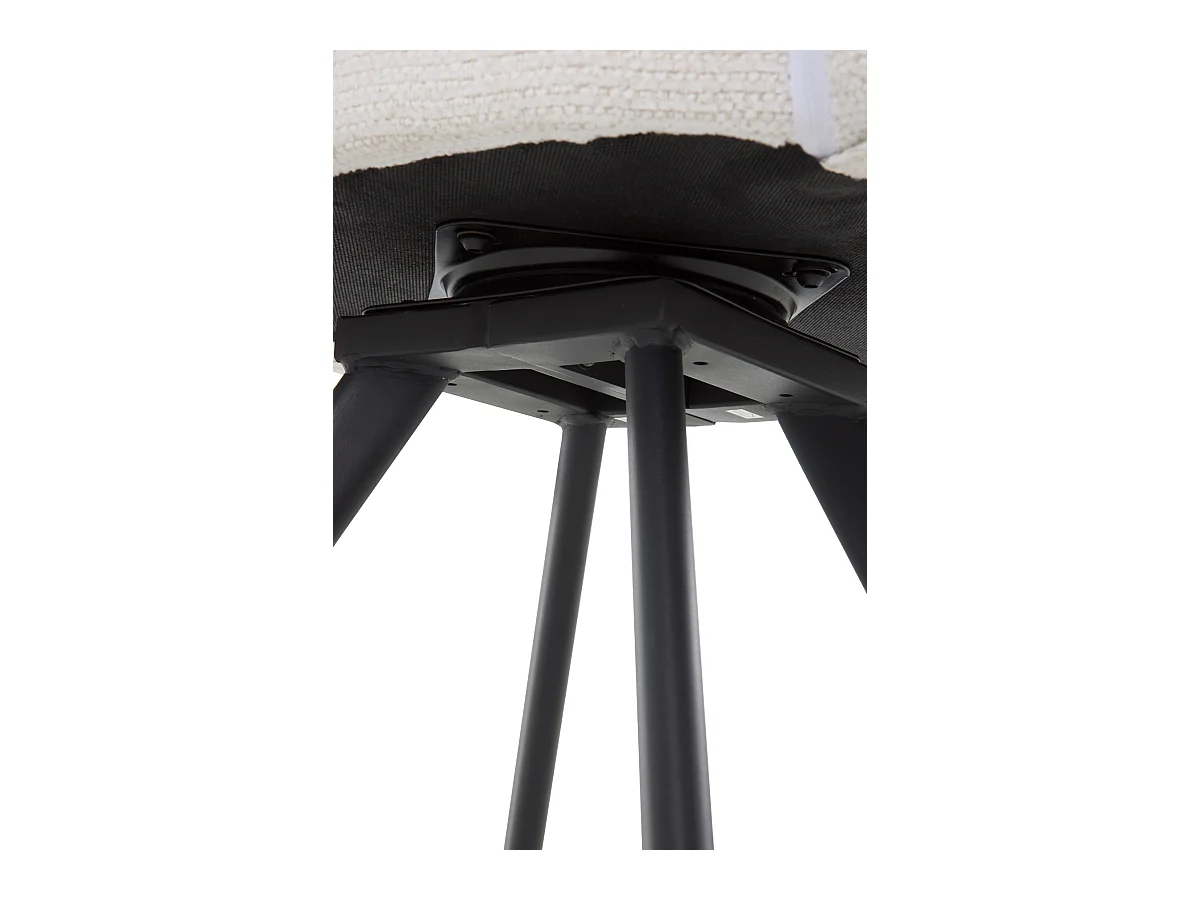 Set di 4 poltrone rivestite in ciniglia color crema