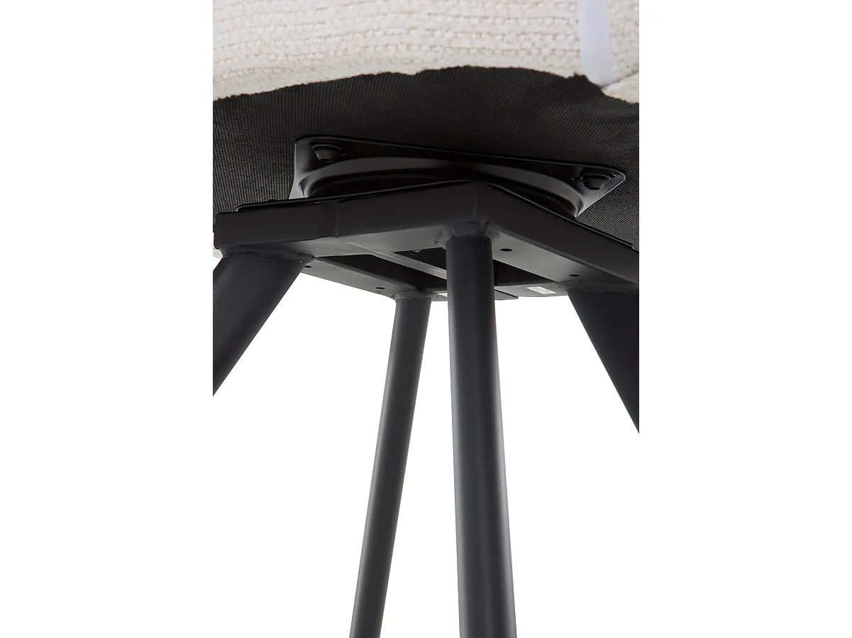 Set di 4 poltrone rivestite in ciniglia color crema