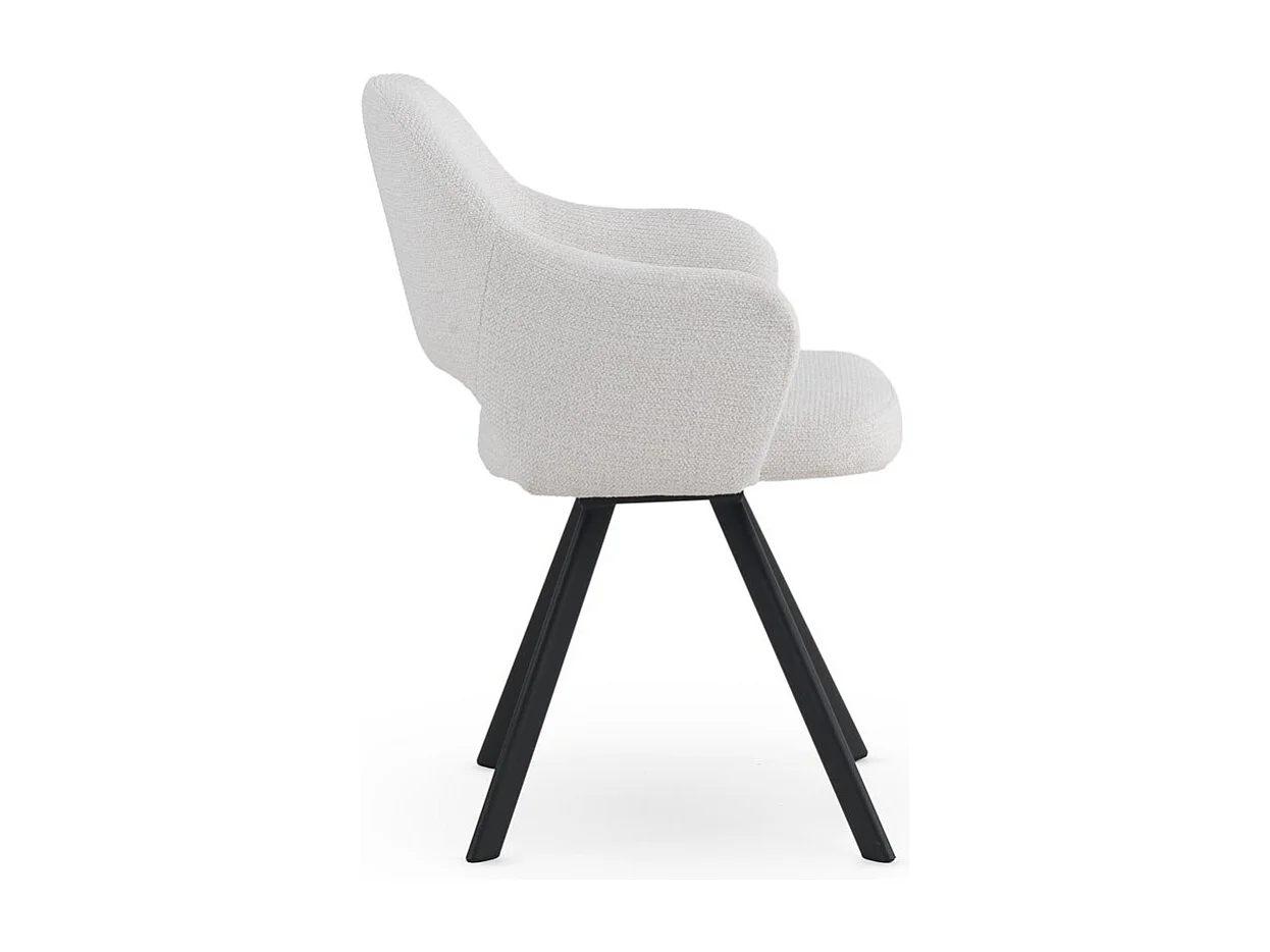 Set di 4 poltrone rivestite in ciniglia color crema