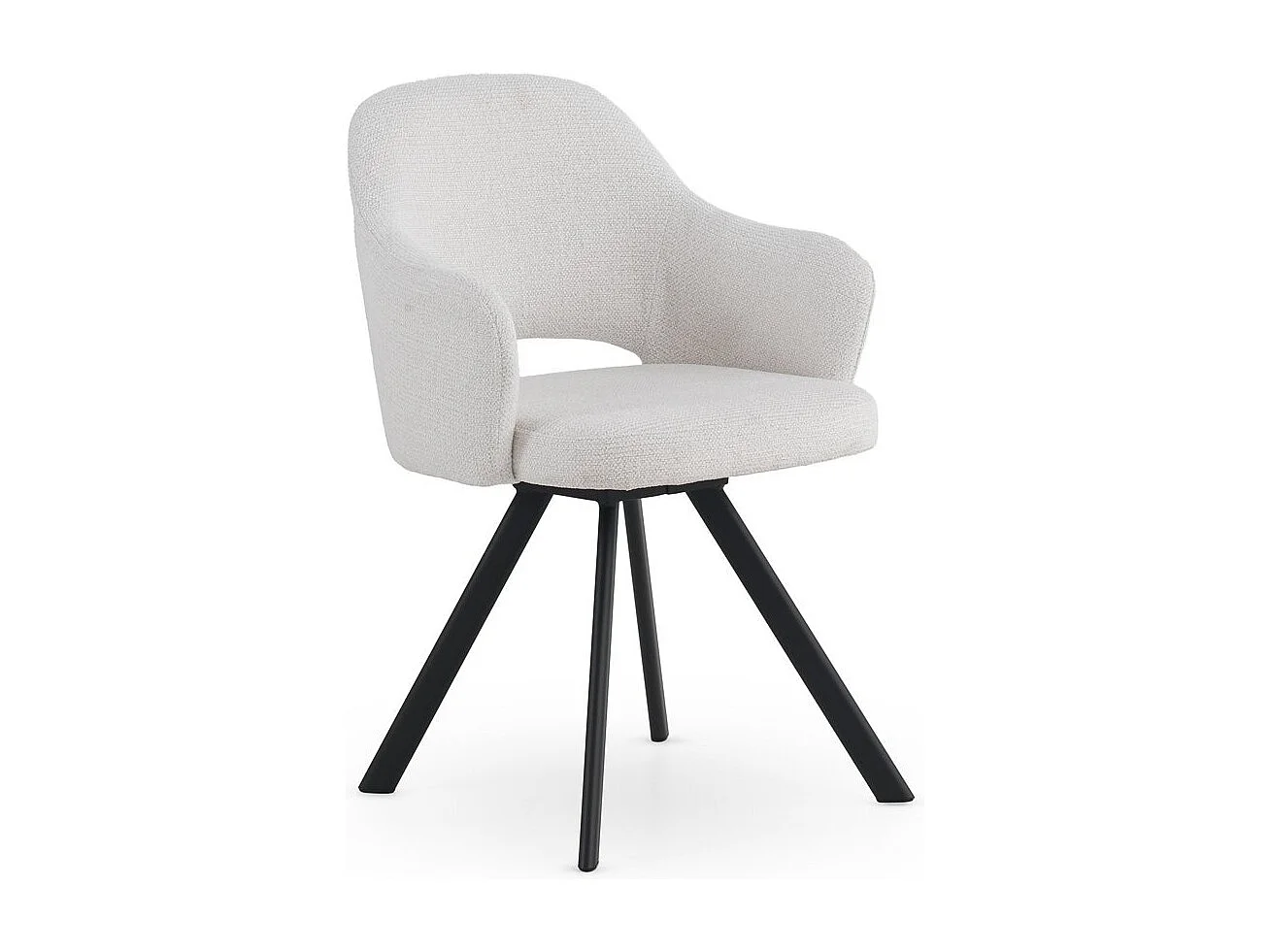 4er-Set Sessel mit cremefarbenem Chenille-Bezug