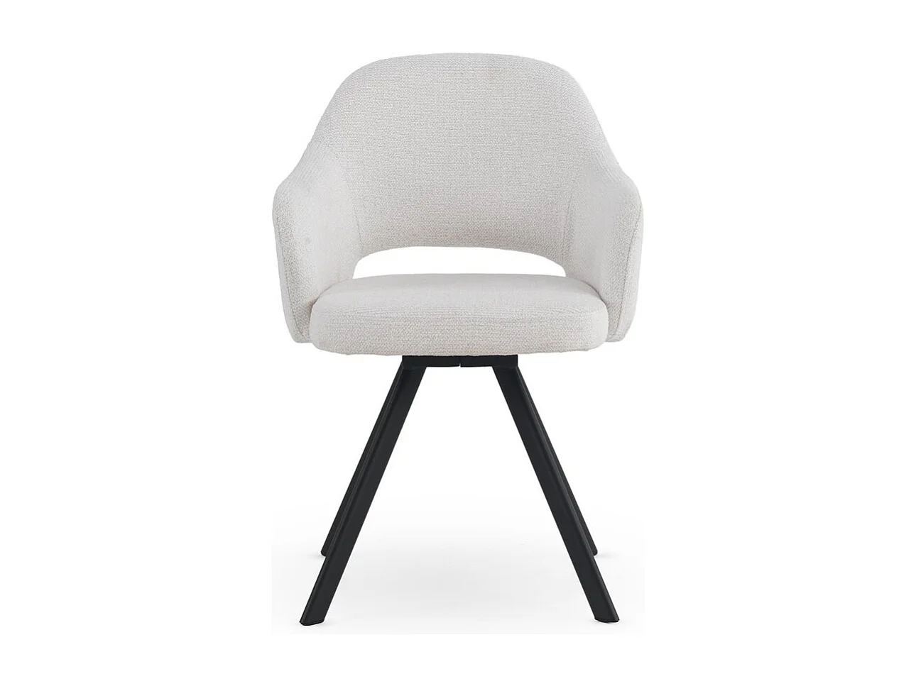 4er-Set Sessel mit cremefarbenem Chenille-Bezug