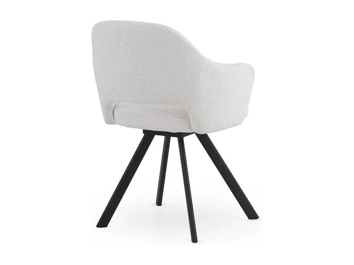 4er-Set Sessel mit cremefarbenem Chenille-Bezug