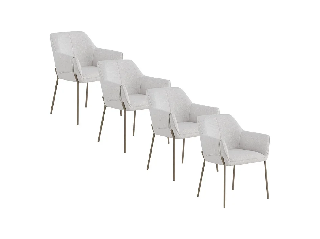 Pack de 4 sillones tapizados en chenilla color crema