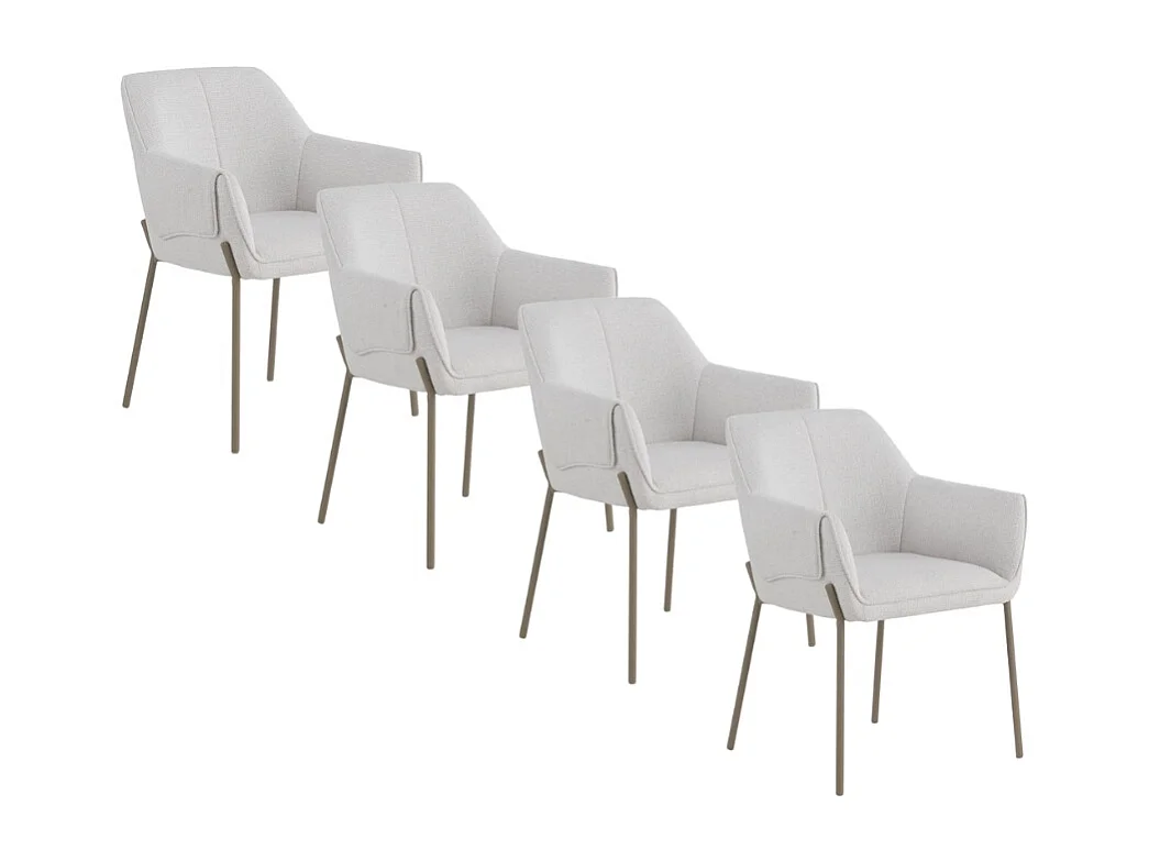 Pacote de 4 cadeiras estofadas em chenille creme