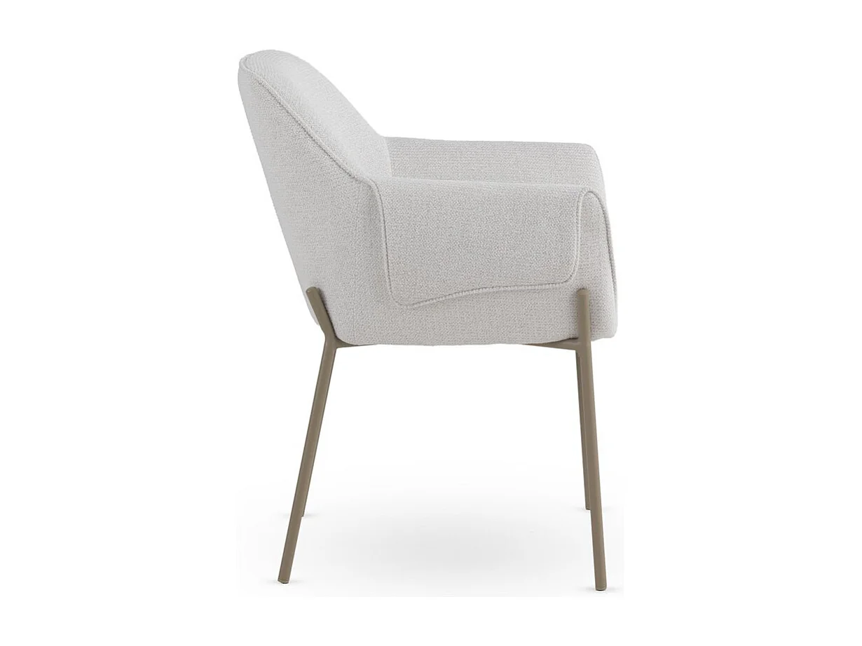 Pacote de 4 cadeiras estofadas em chenille creme