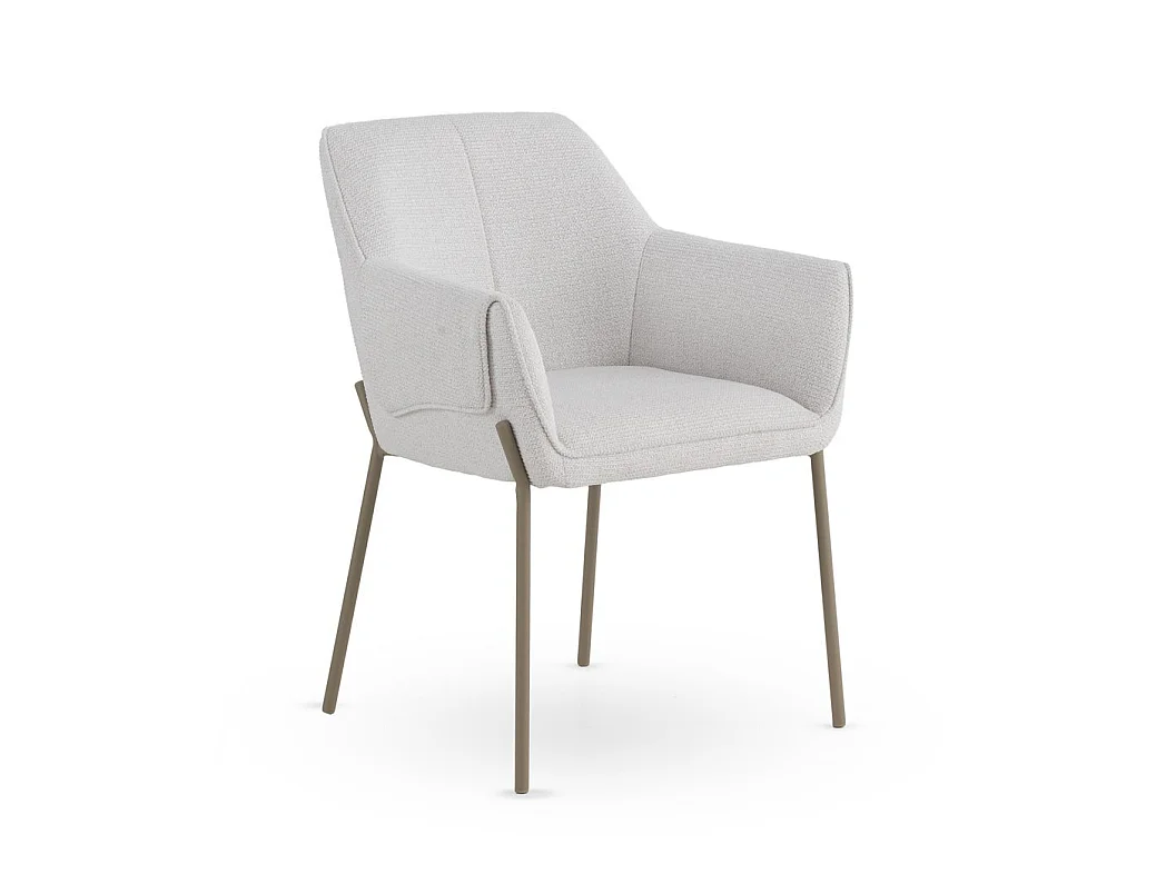 Confezione da 4 poltrone rivestite in ciniglia color crema