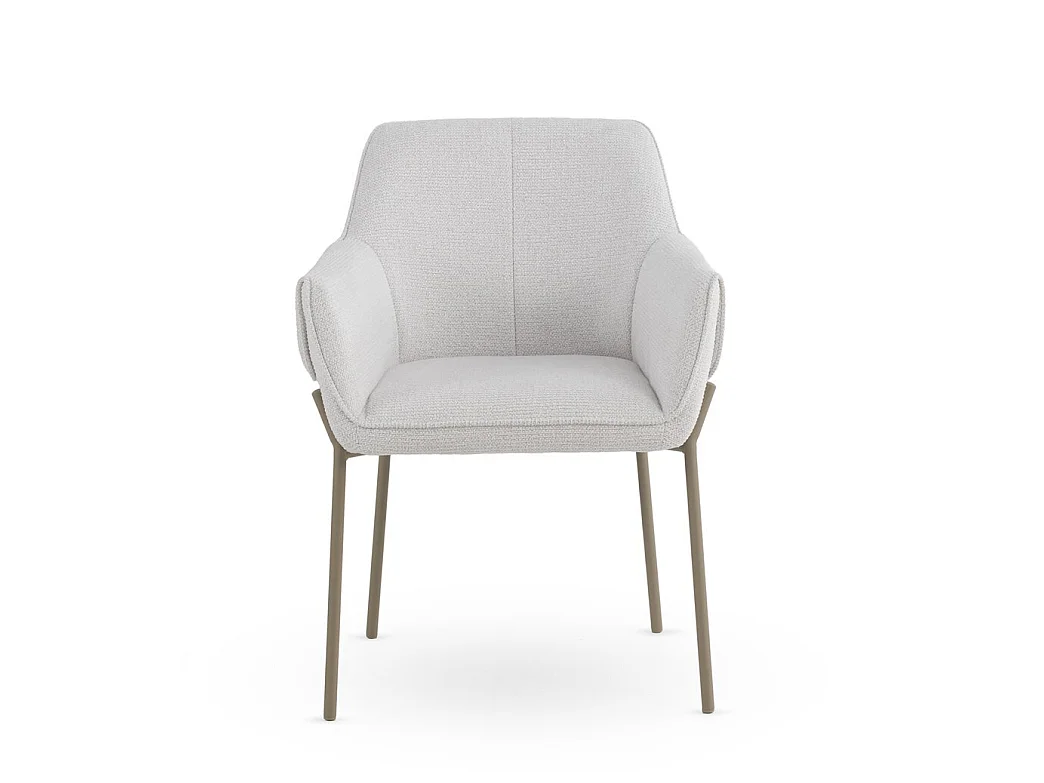 Confezione da 4 poltrone rivestite in ciniglia color crema