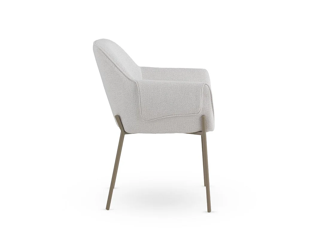 Confezione da 4 poltrone rivestite in ciniglia color crema