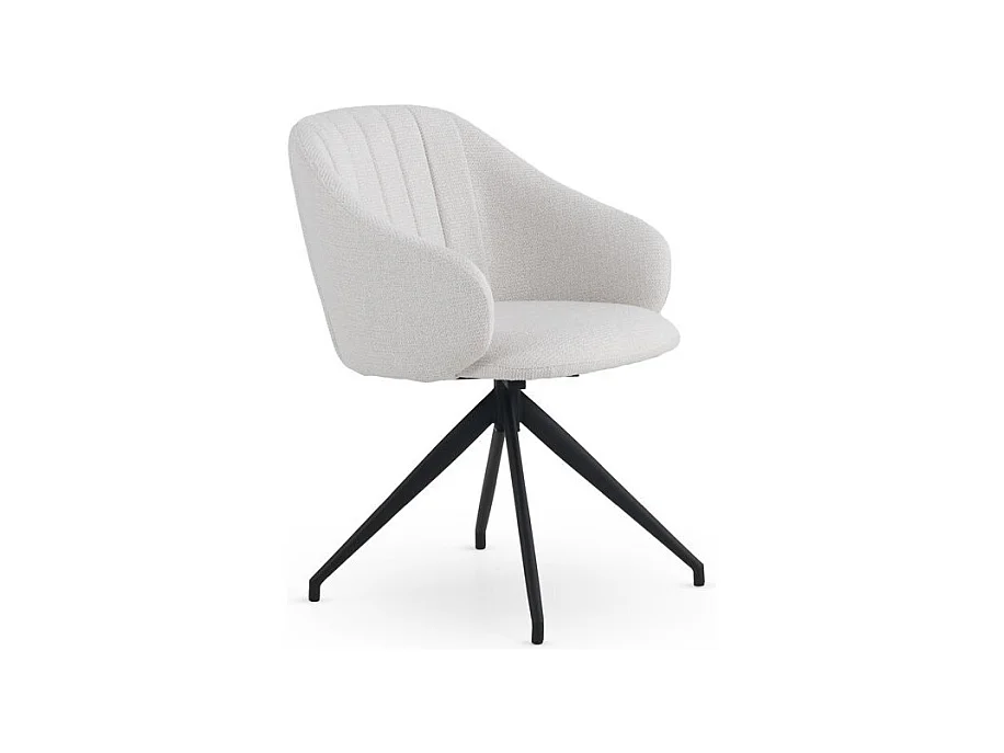 Set di 4 poltrone girevoli rivestite in ciniglia color crema