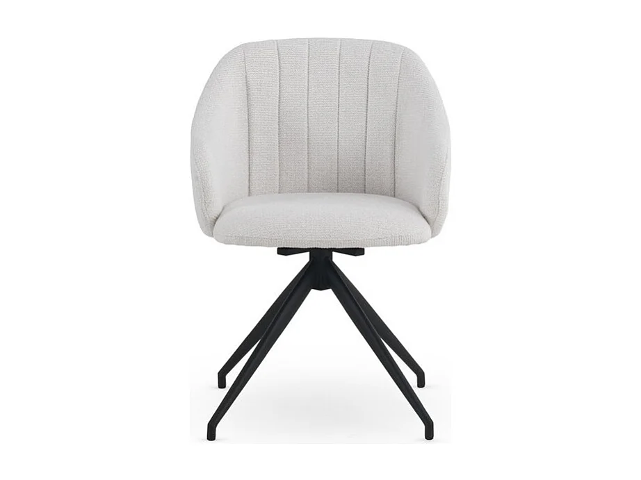 Set di 4 poltrone girevoli rivestite in ciniglia color crema