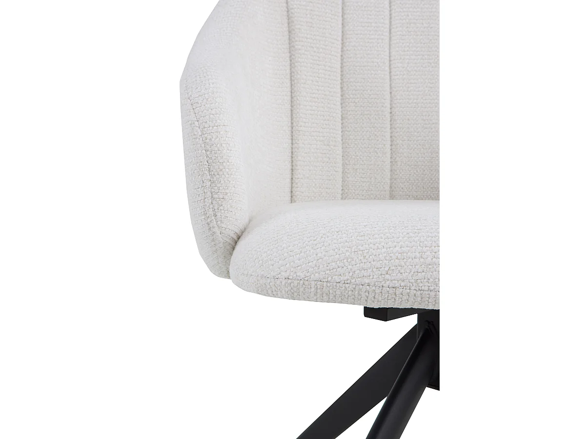 Set di 4 poltrone girevoli rivestite in ciniglia color crema