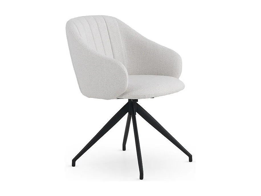 Set di 4 poltrone girevoli rivestite in ciniglia color crema