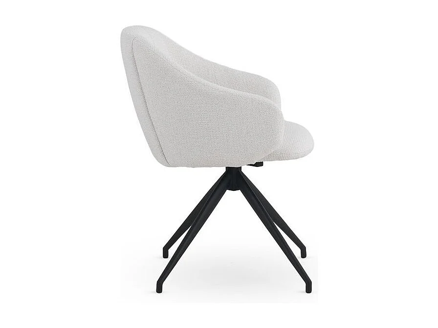 Set di 4 poltrone girevoli rivestite in ciniglia color crema