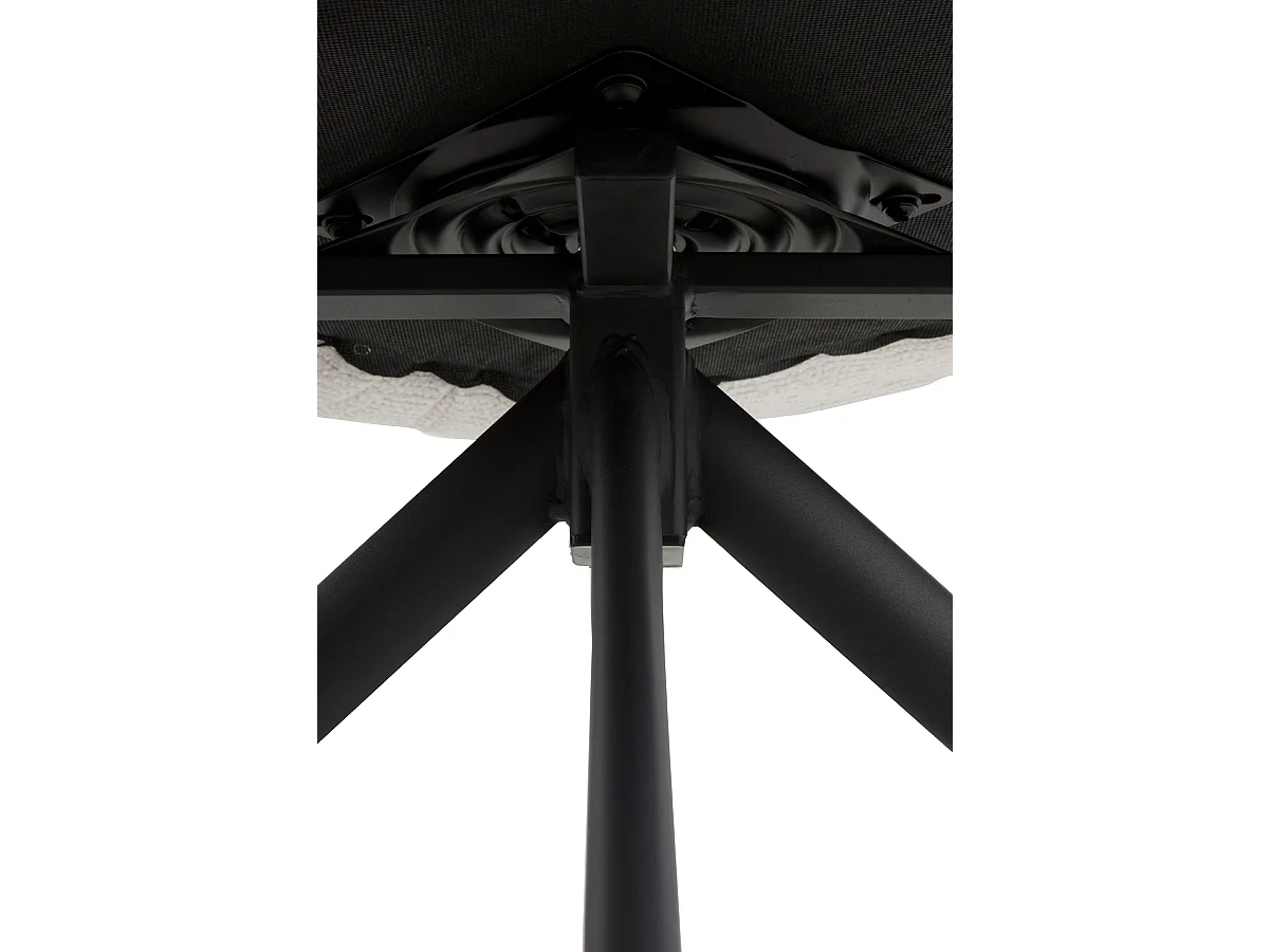 Set di 4 poltrone girevoli rivestite in ciniglia color crema