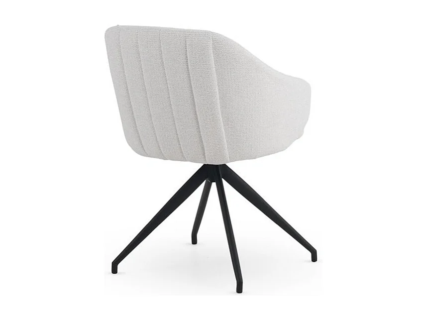 Set di 4 poltrone girevoli rivestite in ciniglia color crema