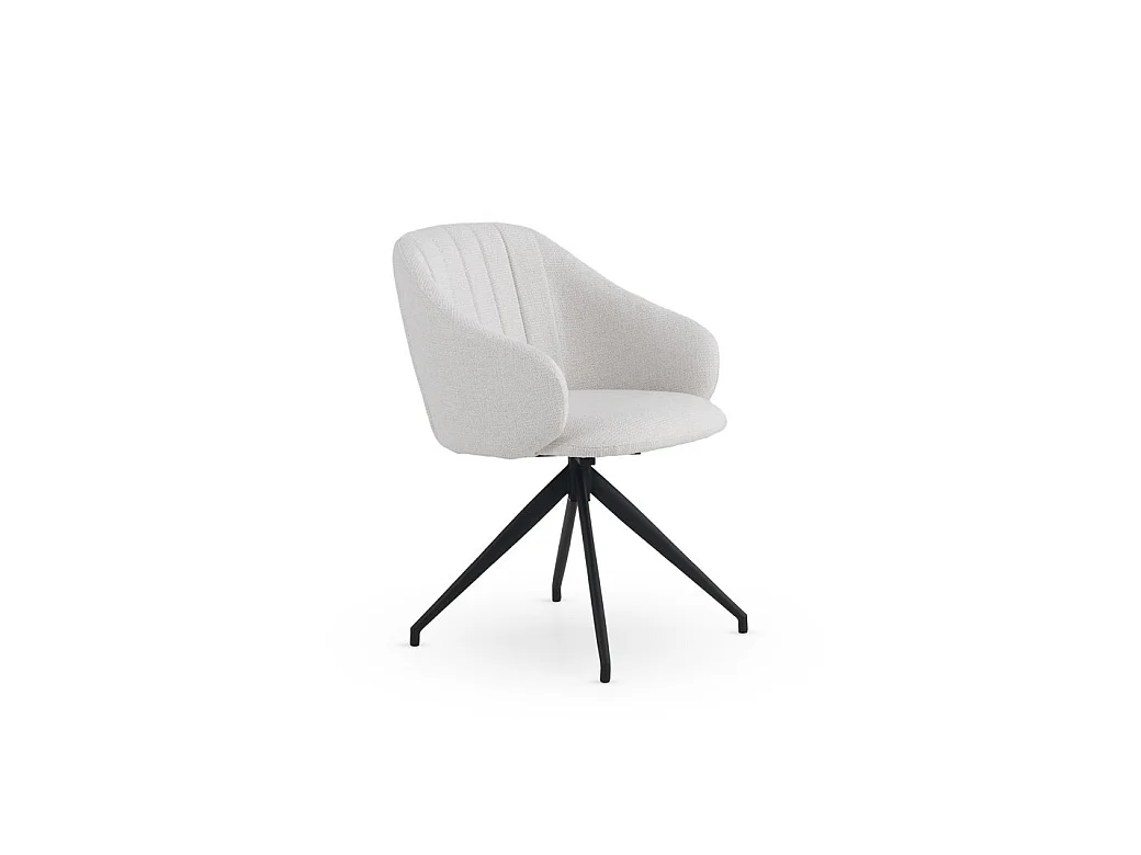 Set van 4 draaifauteuils gestoffeerd met crèmekleurige chenille