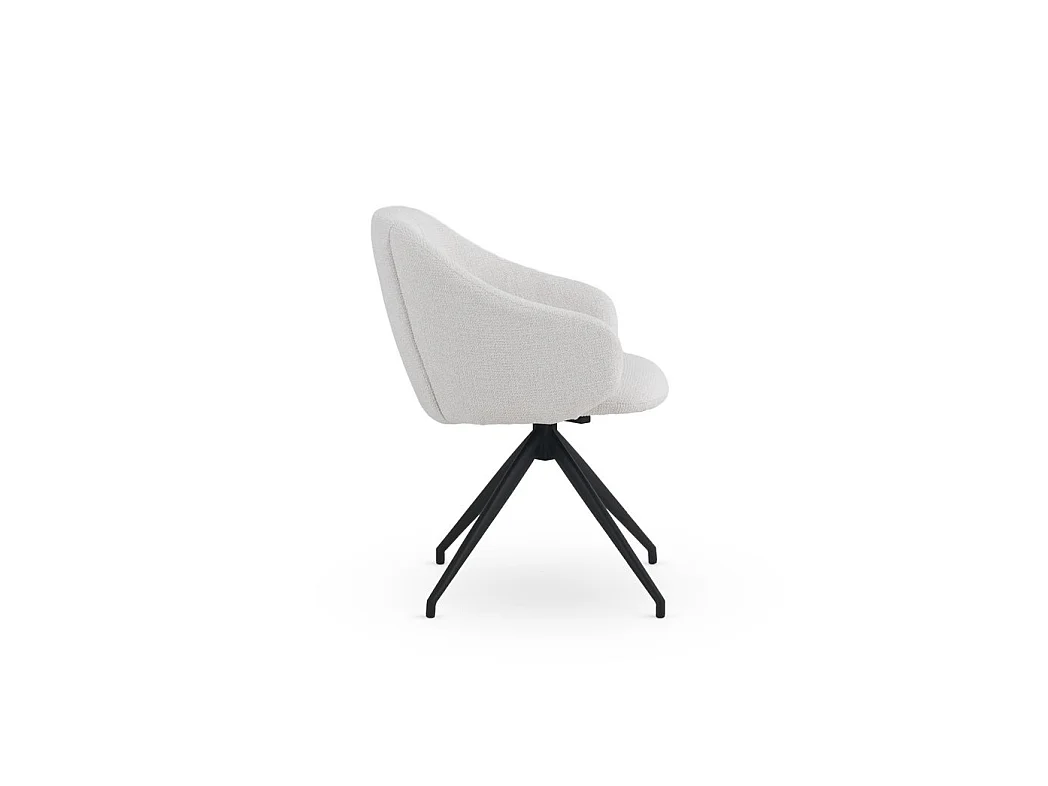 Set van 4 draaifauteuils gestoffeerd met crèmekleurige chenille