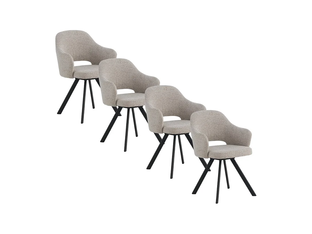 Set di 4 poltrone rivestite in ciniglia color beige