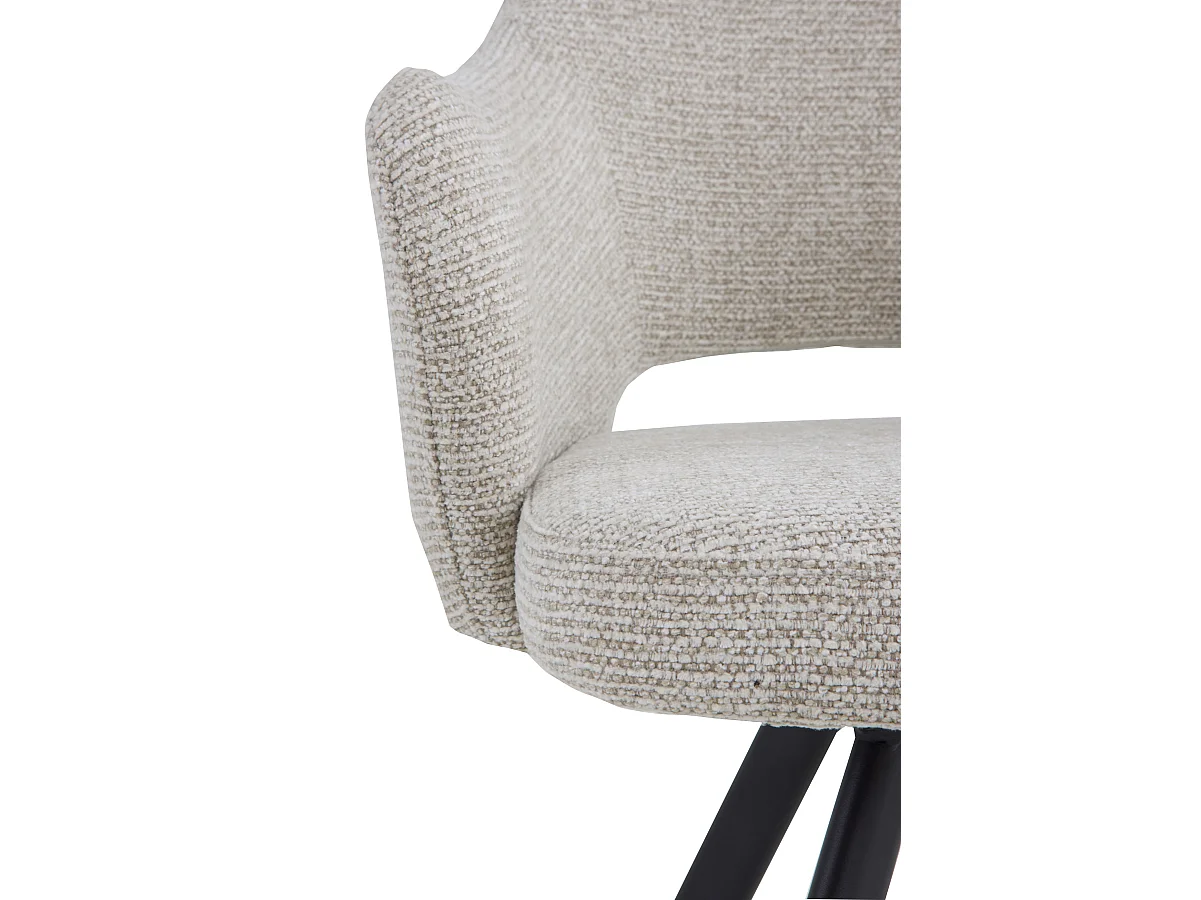 Set di 4 poltrone rivestite in ciniglia color beige