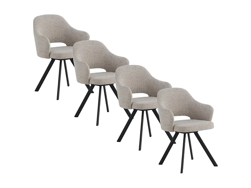 Pack de 4 sillones tapizados en chenilla color beige