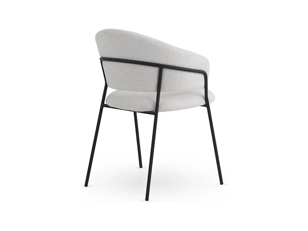 4er-Set Sessel mit cremefarbenem Chenille-Bezug