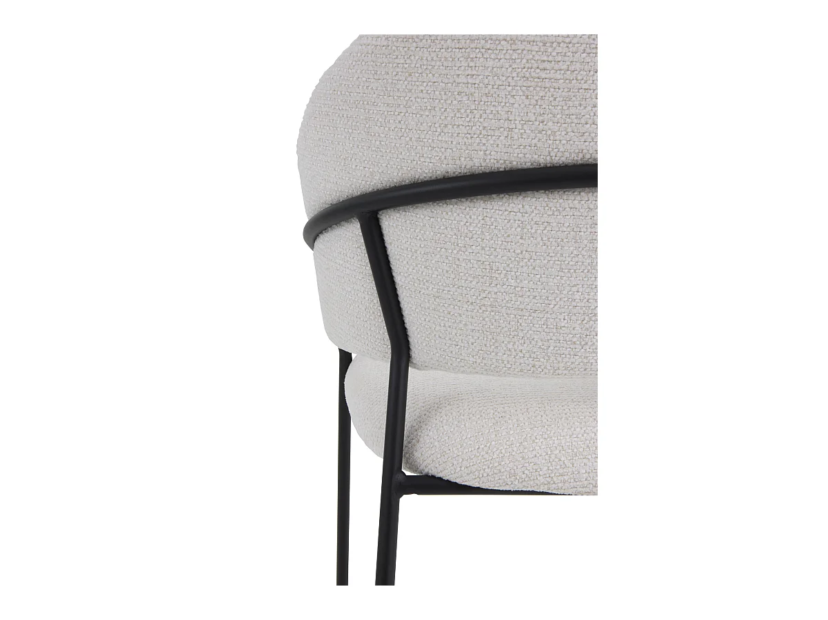 4er-Set Sessel mit cremefarbenem Chenille-Bezug