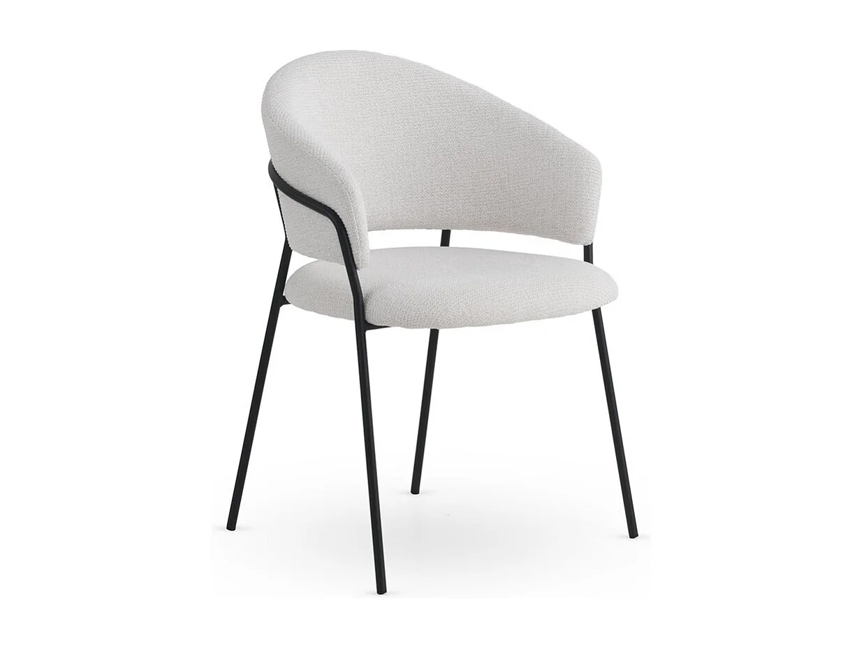 Pack de 4 sillones tapizados en chenilla color crema