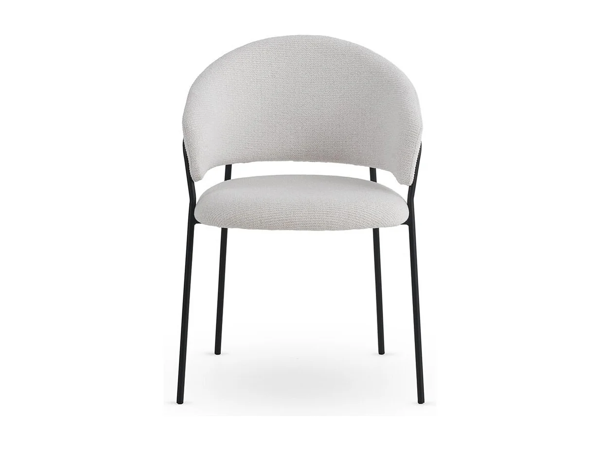 Pack de 4 sillones tapizados en chenilla color crema