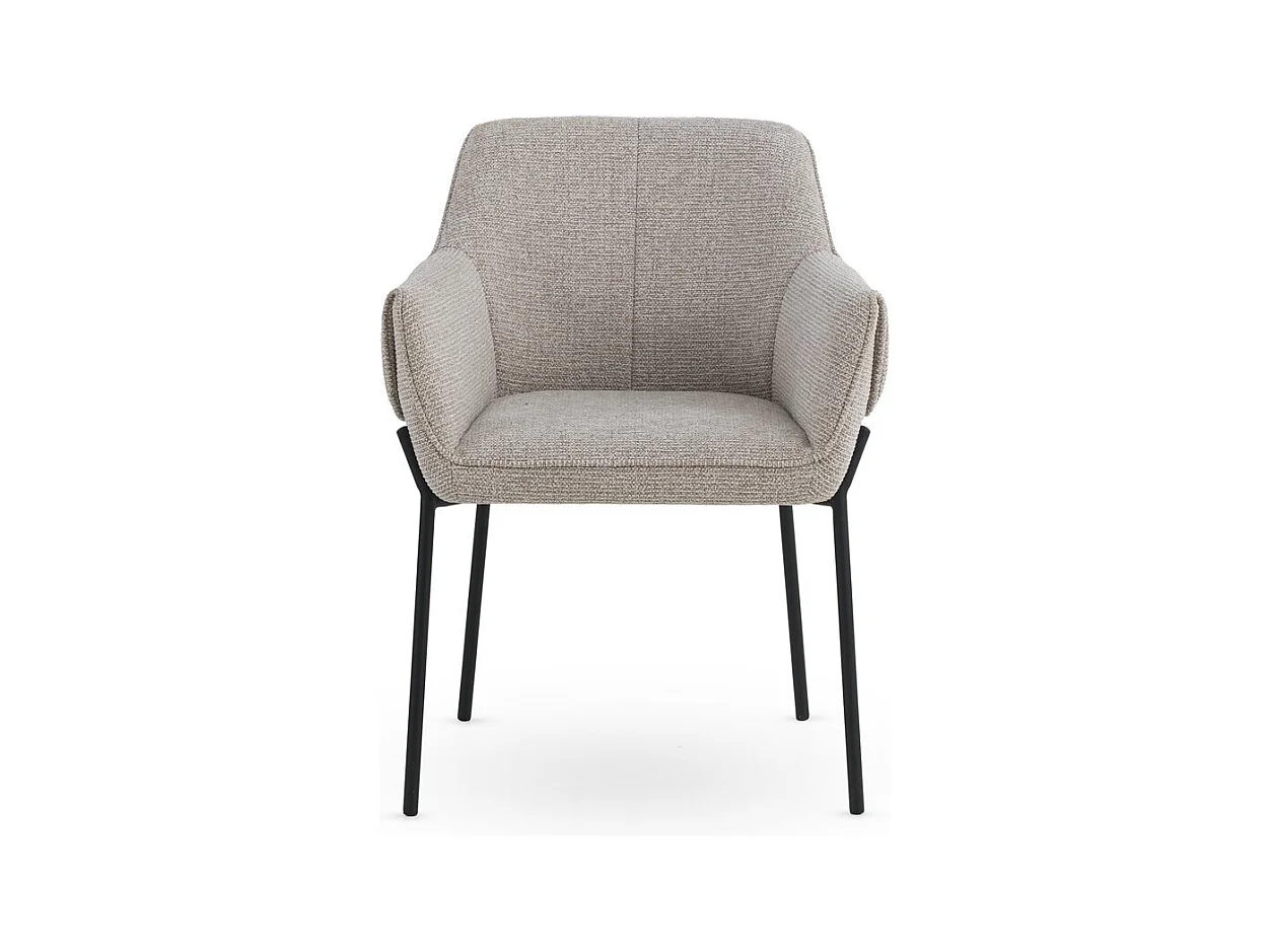 4er-Set Sessel mit beigem Chenille-Bezug