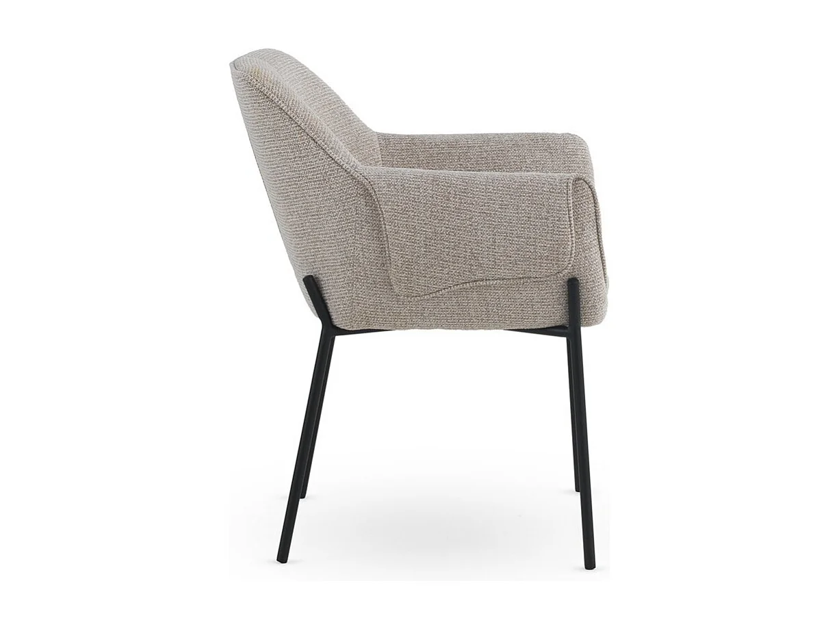 4er-Set Sessel mit beigem Chenille-Bezug