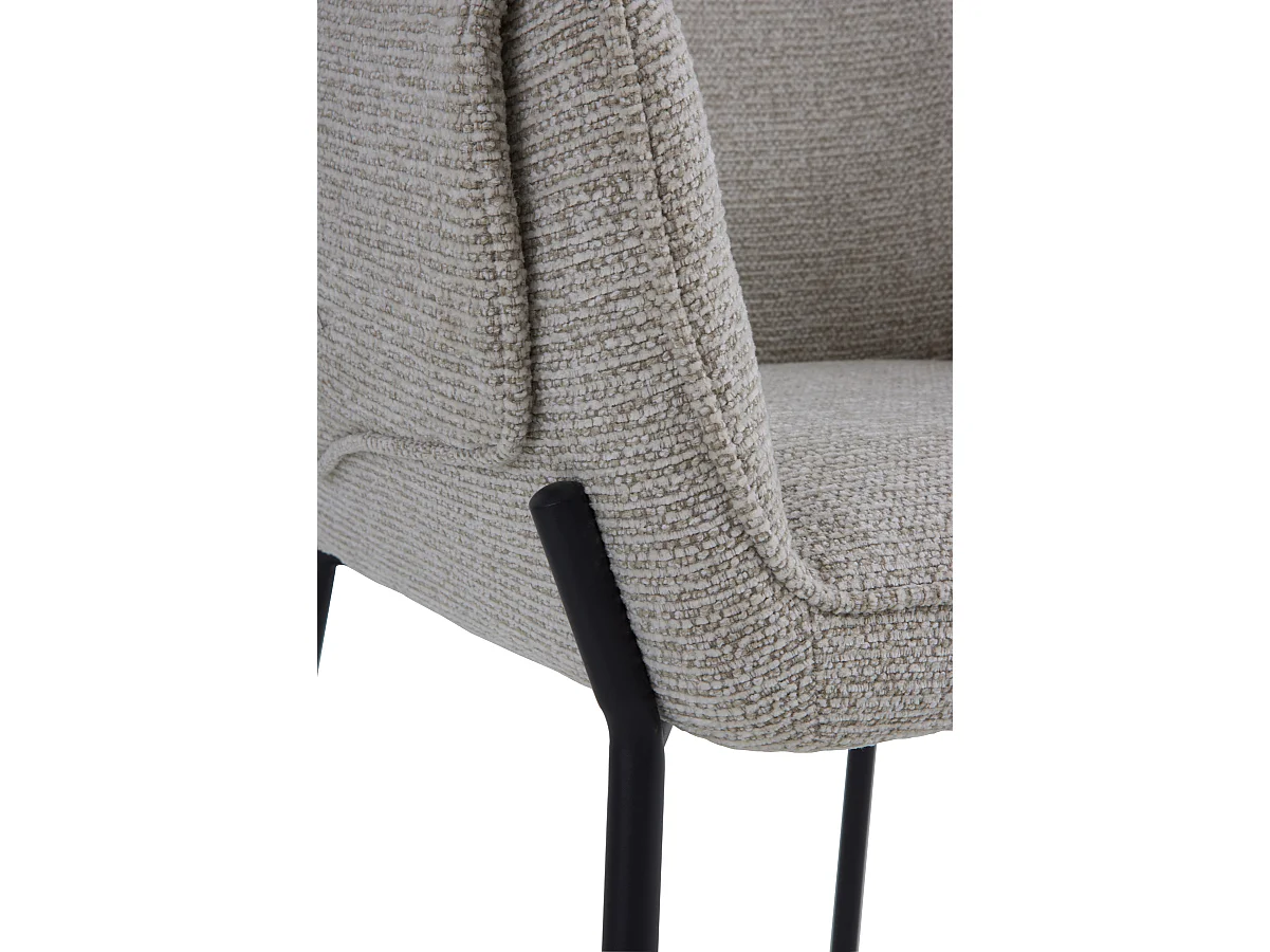 4er-Set Sessel mit beigem Chenille-Bezug