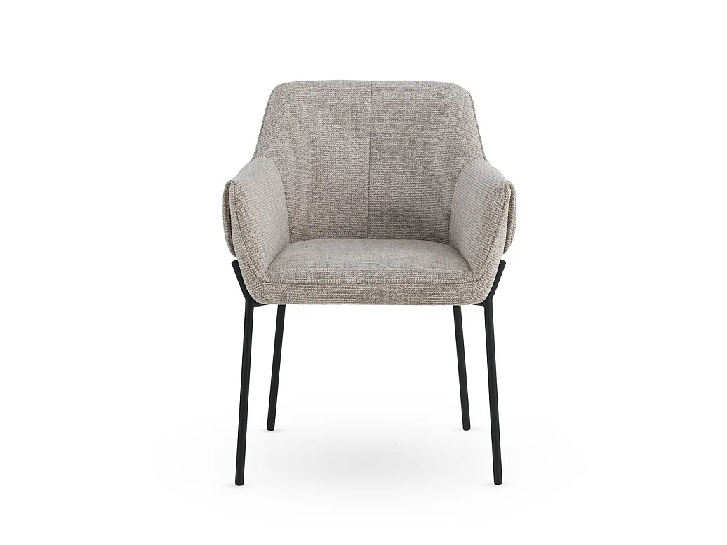 Pack de 4 sillones tapizados en chenilla color beige