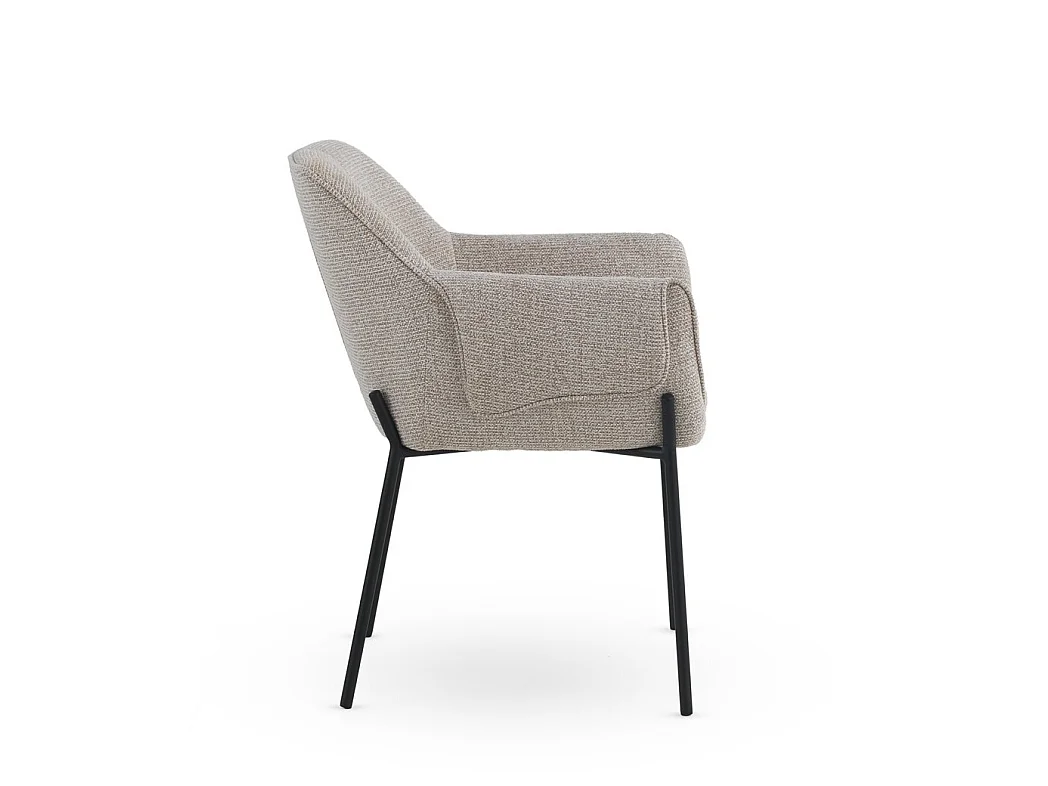 Pack de 4 sillones tapizados en chenilla color beige