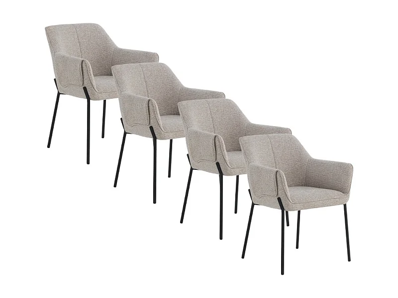 Lot de 4 fauteuils tapissés en chenille  beige