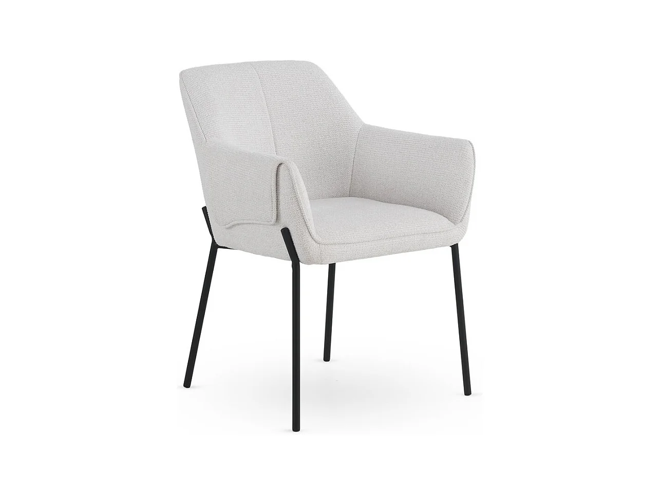 4er-Set Sessel mit cremefarbenem Chenille-Bezug