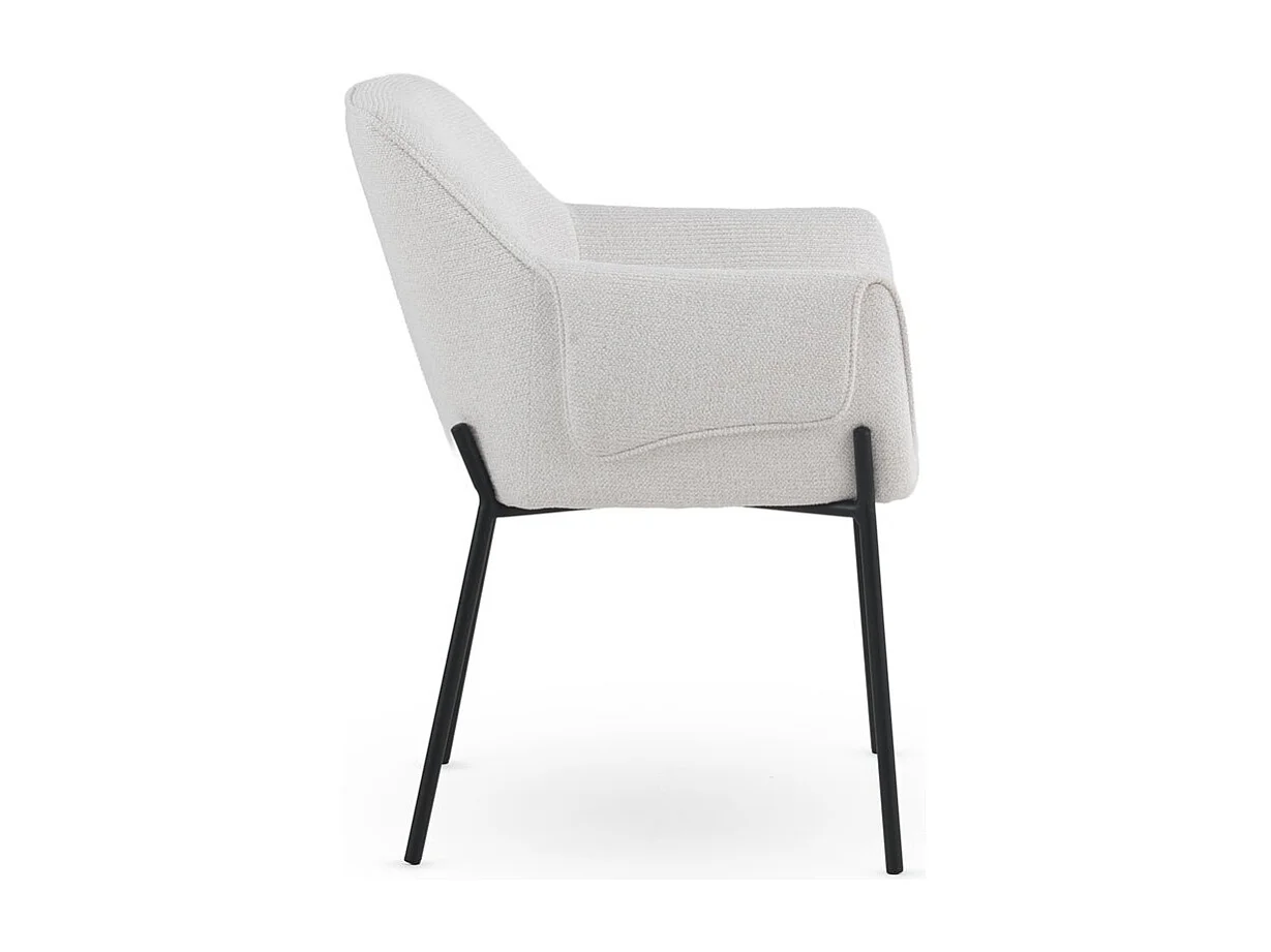 4er-Set Sessel mit cremefarbenem Chenille-Bezug